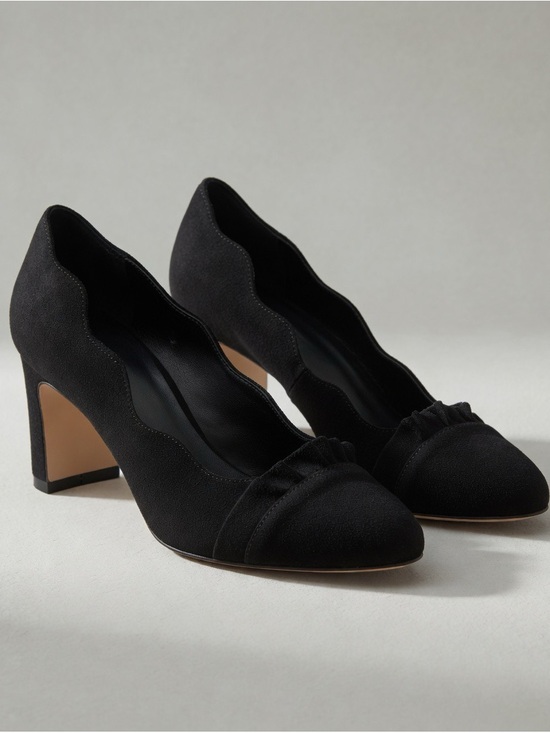 Vaneli Shoes - Vaneli Black Suede Heels w/scalloped edges and ruffle detail